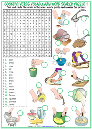 pdf food idioms Verbs Exercises ESL Cooking Printable Worksheets and